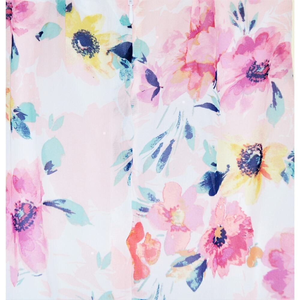 New! Nicole Miller Floral Print Halter Neck Keyhole Hi-low Hem Flowy Midi Dress - Picture 5 of 6